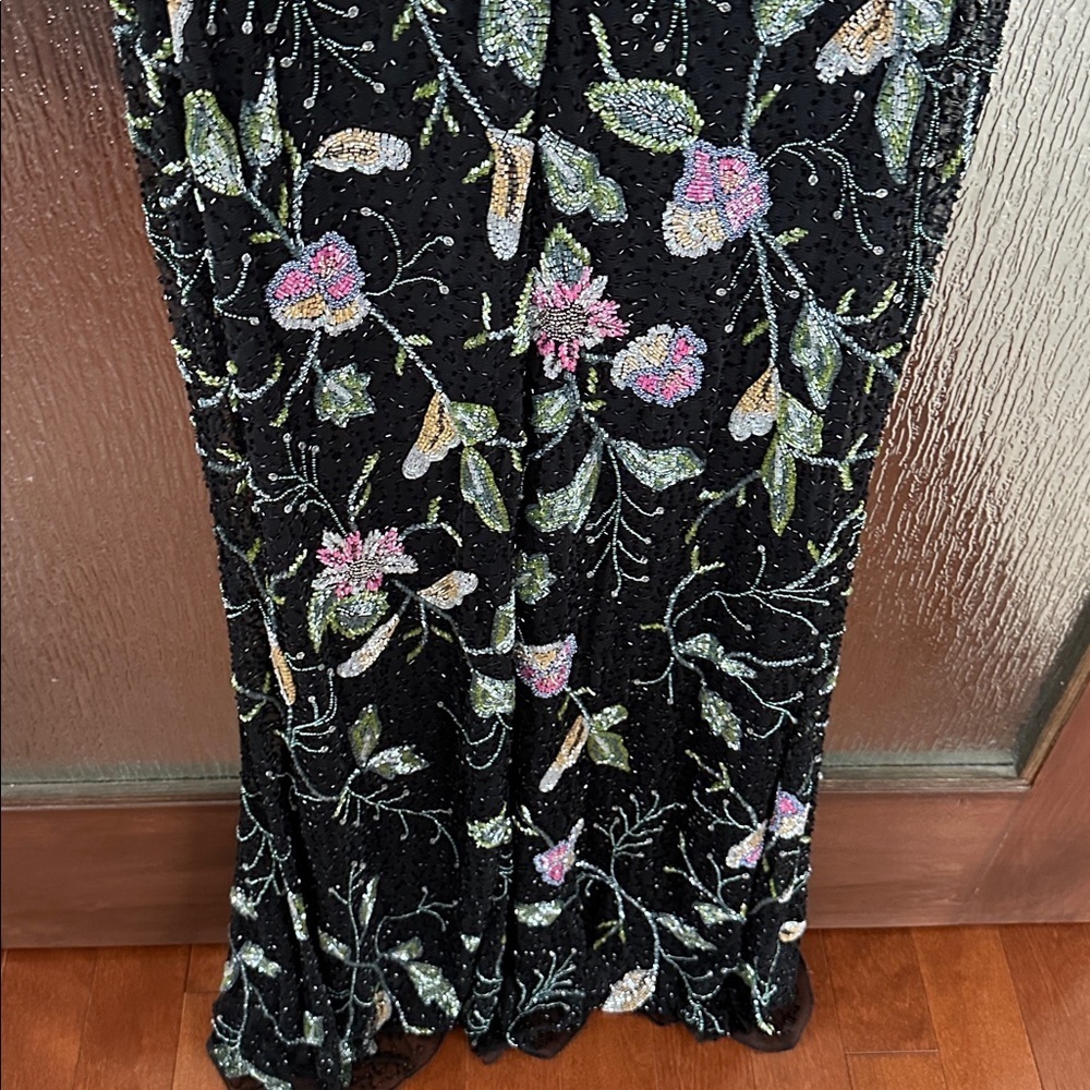 Mac Duggal Floral Beaded Cap Sleeve Evening Gown 5229 Black Multi Size 10 NWT - Picture 13 of 15